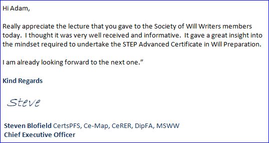 Society of Will Writers Endorsement